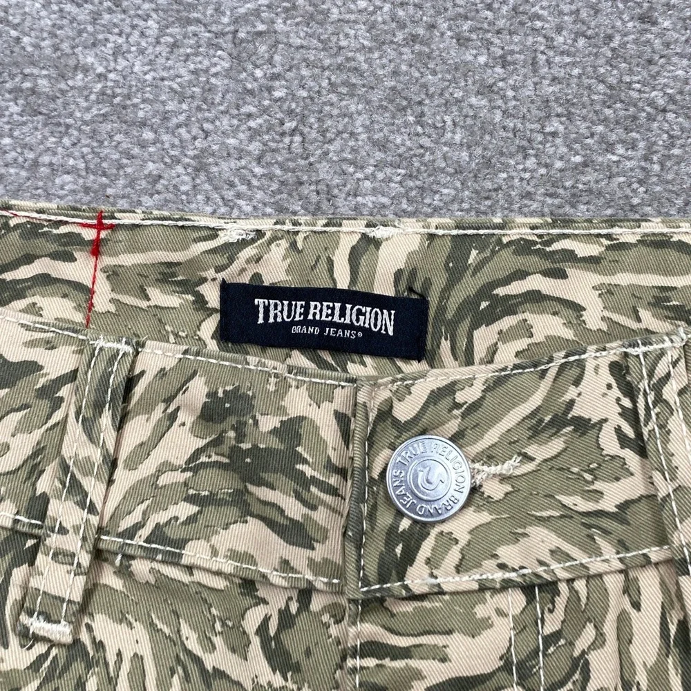 True Religion Cargo Shorts Mens 30 Green Swirl Camo Utility Streetwear Pockets